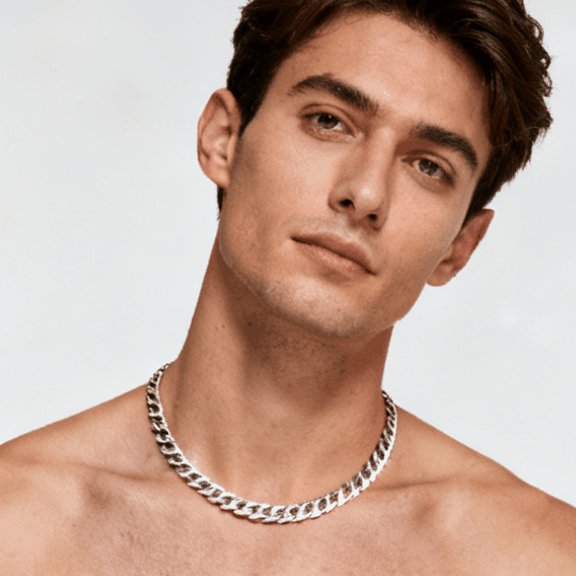 Sterling 925 Silver Curb Chain Necklace for Men