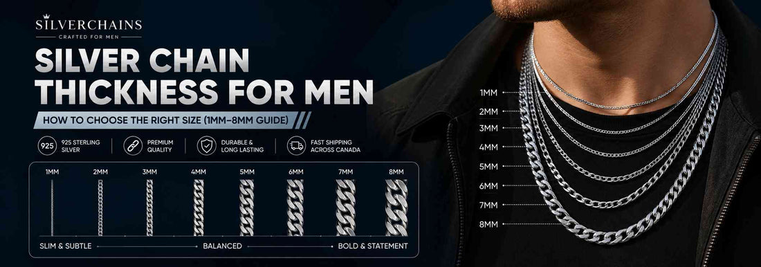 Silver Chain Thickness for Men: How to Choose the Right Size (1mm–8mm Guide) - Silver Chains Canada 🍁