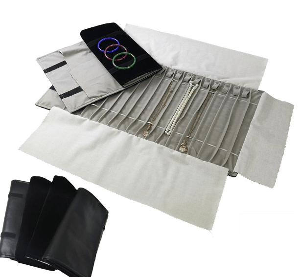 Black Velvet Jewelry Roll - Silver Chains Canada 🍁