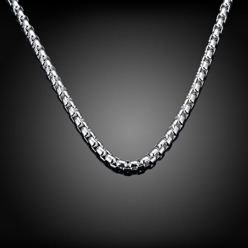 Sterling 925 Silver Round Box Chain Necklace for Men – Silver Chains ...